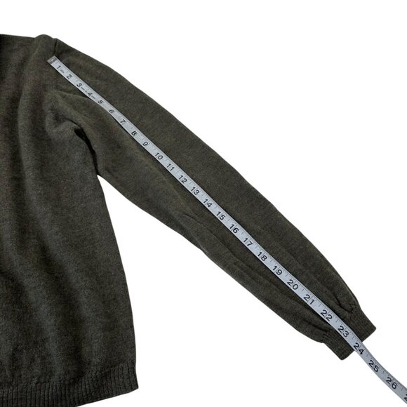 Brooks 346 Mens Fine Italian 100% Merino Wool V-Neck Sweater SZ L Olive Green - Picture 6 of 11